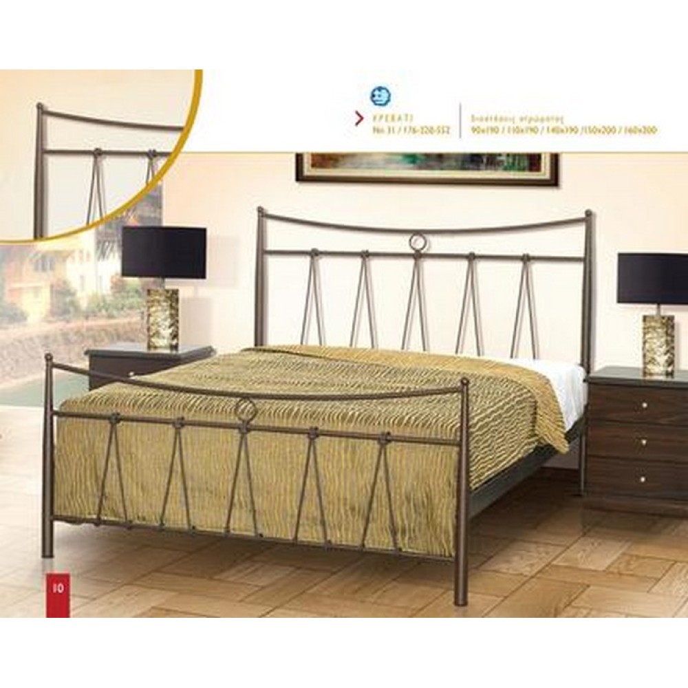 ΚΡΕΒΑΤΙ ΜΕΤΑΛΛΙΚΟ ΣΙΔΕΡΕΝΙΟ ΜΟΝΟ ΜΕ ΣΤΡΩΜΑ 90x190 ΚΑΙ ΣΑΝΙΔΕΣ